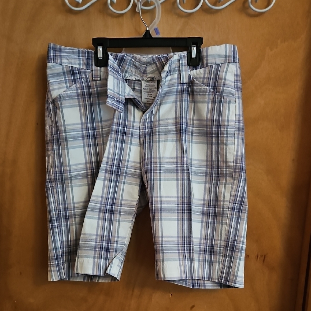 Women's Blue Plaid Shorts.Waist Is 18" And length Is 21"